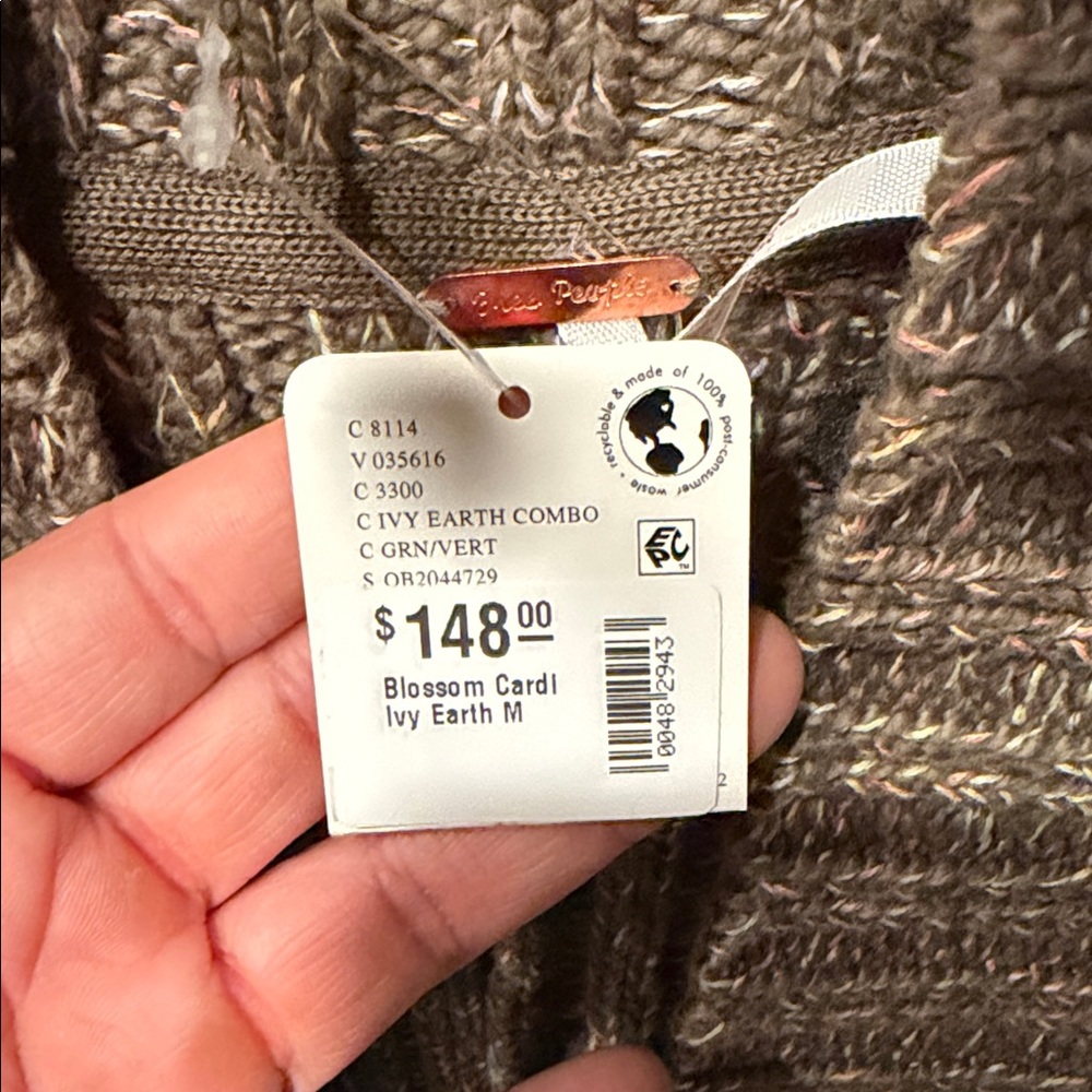 Free People Ribbed Open-Front Cardigan Sweater - Brown Heather - Picture 5 of 5